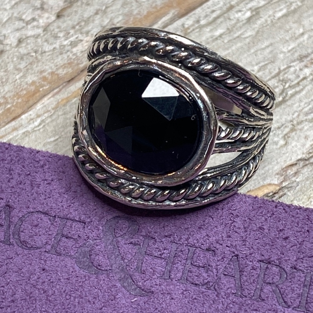 Grace & Heart G&H ORION Ring SIZE 10 .925 Sterling Silver ONYX Jewelry